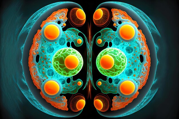 Separation of one cell with membranes into two components in process of cell division