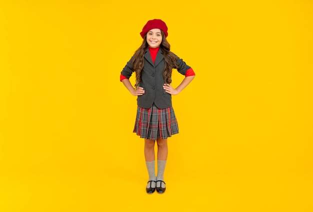 September 1 happy childhood smart child happy teen girl in beret full length