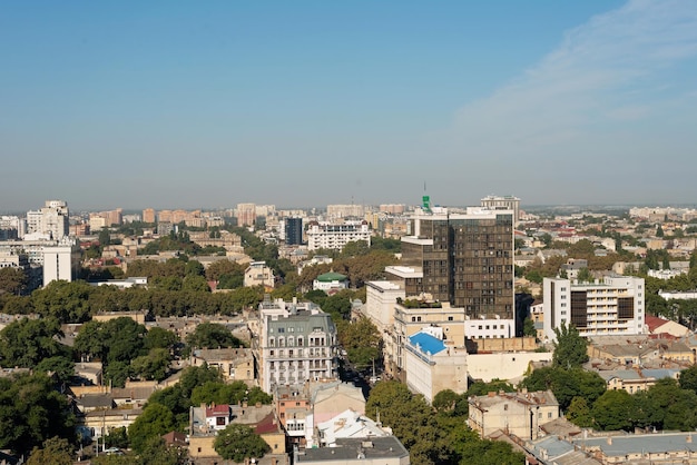 September 10 2021 Odessa Ukraine Aerial view of the city of Odessa rooftops infrastructure