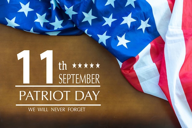 September 11, patriot day background. United states flag poster. Modern design illustration. High quality photo