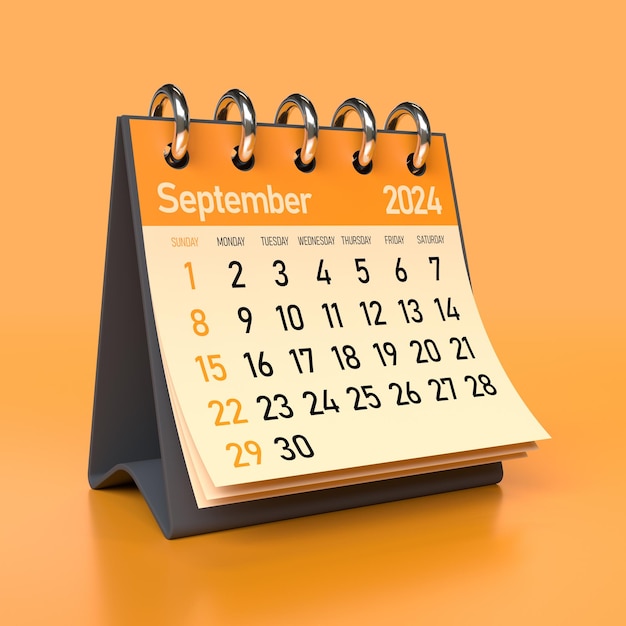 Premium Photo September 2024 calendar isolated on orange background