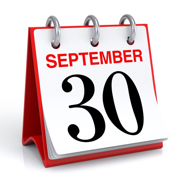 Rendering 3d del calendario di settembre