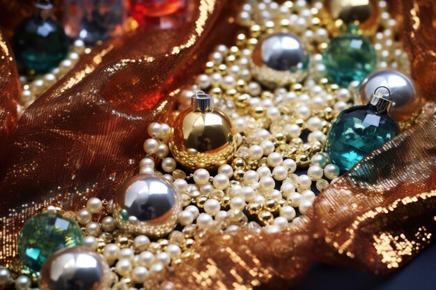 Sequins and beads around empty clear ornaments