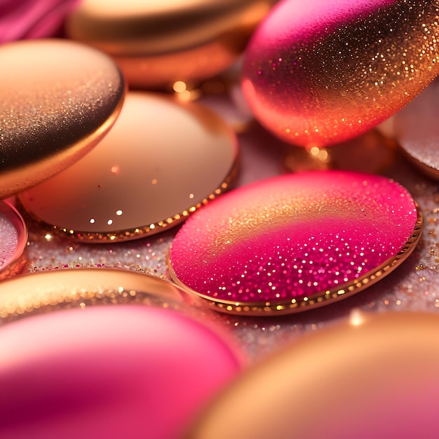 Foto celebrazione di paillettes in primo piano rosa e oro glitter e sparkle sfondo di capodanno