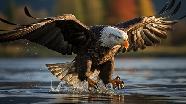 Photo sequoia's majestic moment a bald eagle's triumph over cotopaxi lake