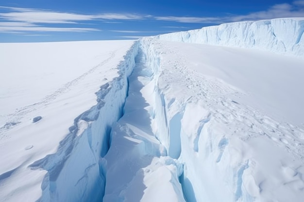 서크 빙하의 세라크와 균열