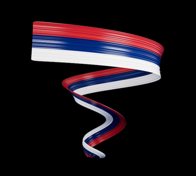 Serbia abstract 3D wavy flag red blue white modern Serbian ribbon strip 3d illustration