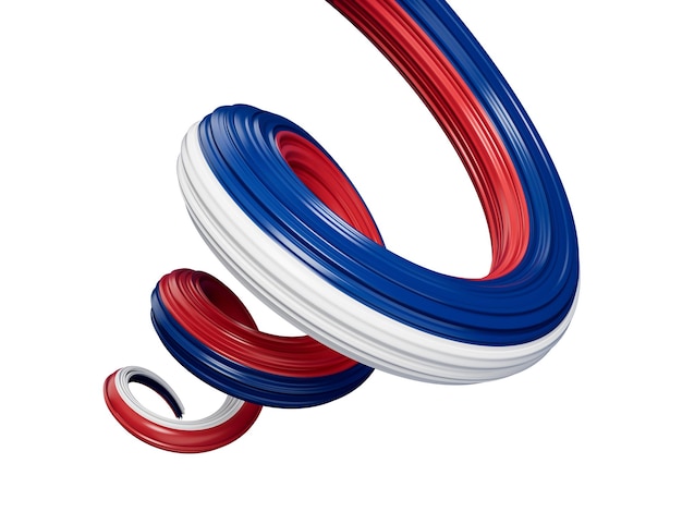 Serbia abstract 3D wavy flag red blue white modern Serbian ribbon strip 3d illustration