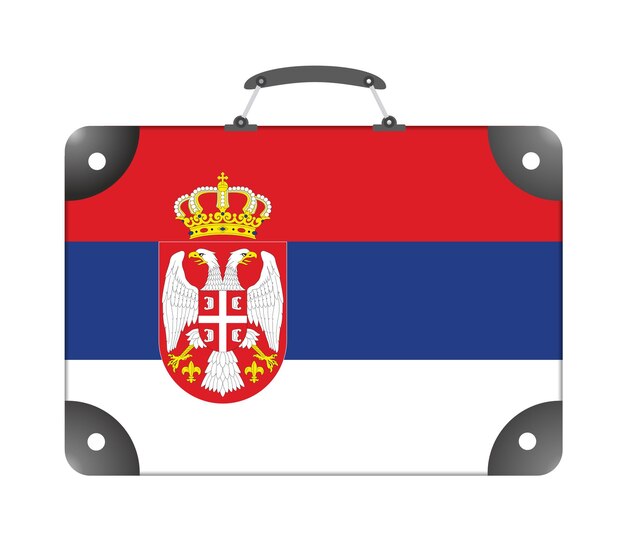 Serbia flag in the form of a travel suitcase on a white background - illustration