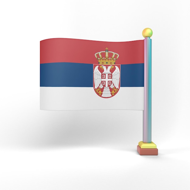 Vista frontale della bandiera della serbia su sfondo bianco