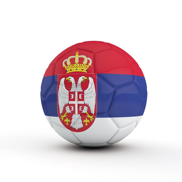 Serbia flag soccer football against a plain white background 3D Rendering