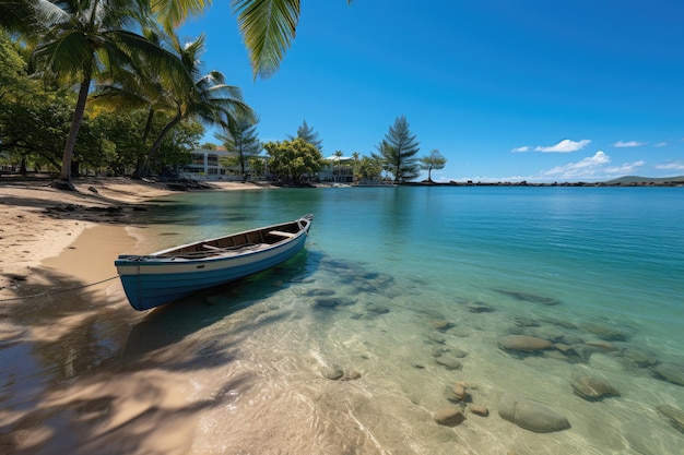 Serena beach in Grand Baie radiant sun generative IA