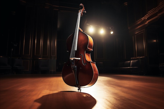 Serenade of strings double bass in a majestic concert hall ai generated