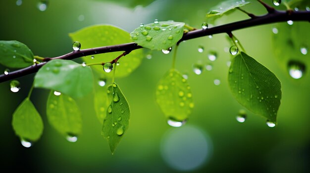 Serene Atmospheres Water Drops On Tree Branches Wallpaper