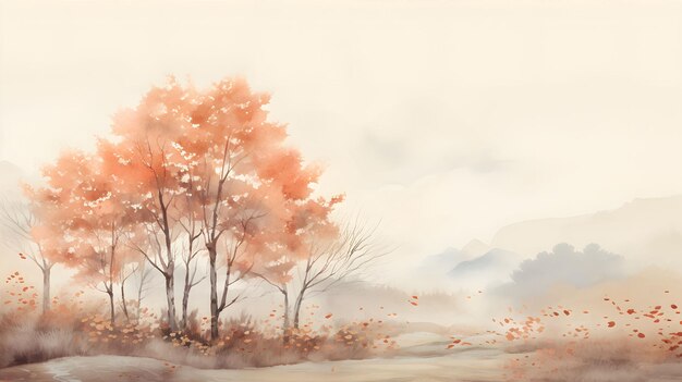 Serene autumn watercolor illustration background