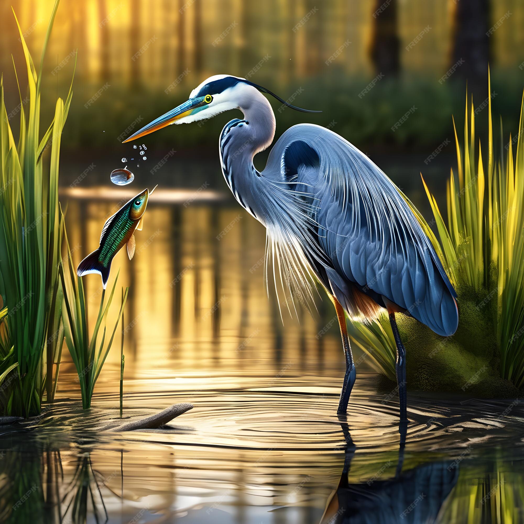 In the serene backdrop of a swamp a majestic heron ... Biology Diagrams