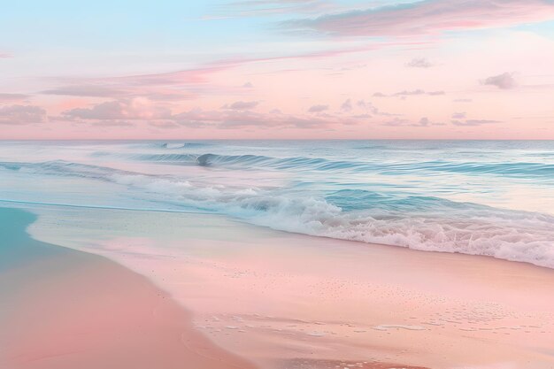 Photo a serene beach scene at sunset with soft pastel colors