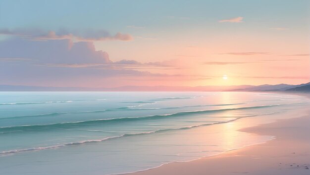 Photo a serene beach scene at sunset