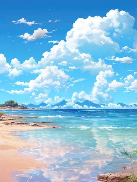 serene beachscape background