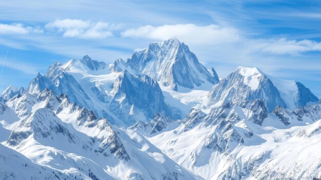 The serene beauty of the Alps adorned with pristine snow covering the towering peaks