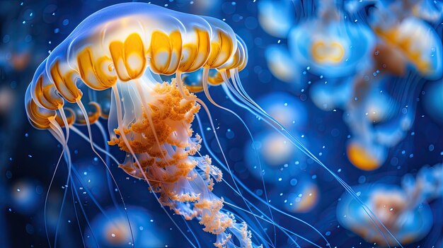 Serene beauty captivating jellyfish in the underwater world a mesmerizing display of aesthetics
