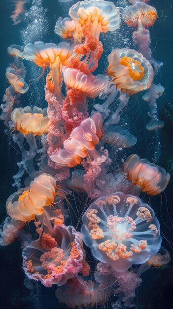 Serene beauty captivating jellyfish in the underwater world a mesmerizing display of aesthetics