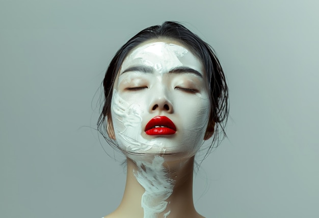 Serene beauty in facial mask treatment