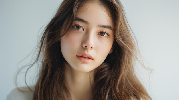 Фото Портрет спокойной красоты молодой японской женщины