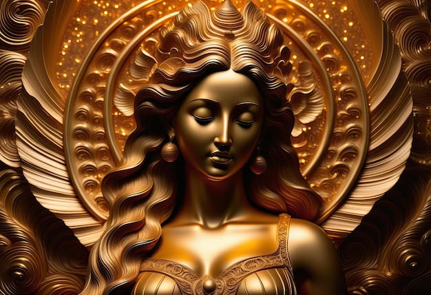 The Serene Beauty of Venus Arrakis in Gilded Wood