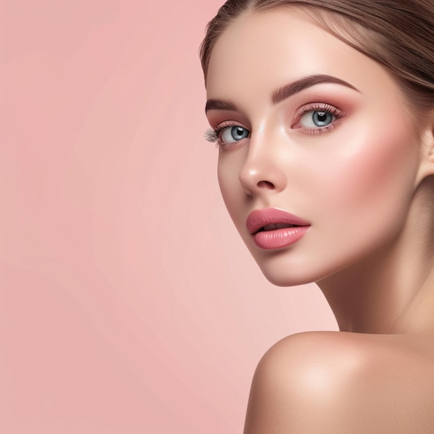 Serene Beauty Woman With Natural Clean Complexion Generative AI