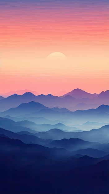 Serene bergketen bij zonsopgang wallpaper voor de telefoon