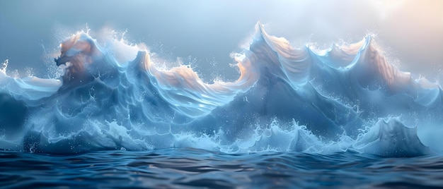 Serene Blue Ocean Wave Symphony Concept Ocean Photography Wave Art Blue Watercolor Symphonic Ocean Views