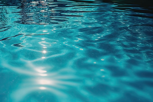 Serene blue pool with a boat in the background and gentle water ripples Generative AI