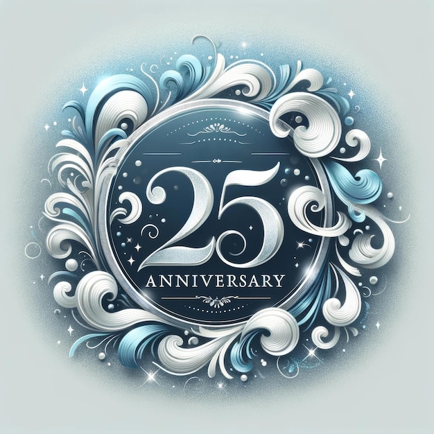 Foto serene blue e silver fioriscono per il 25° anniversario