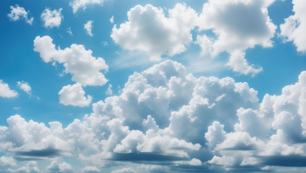 穏やかな青い空と豊かな白い雲