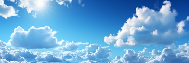 Фото Спокойное голубое небо с пушистыми белыми облаками мирный фон для веб-сайтов презентаций и многое другое