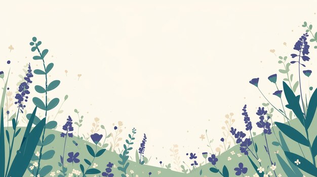 Photo serene bluebell meadow minimal illustration generative ai