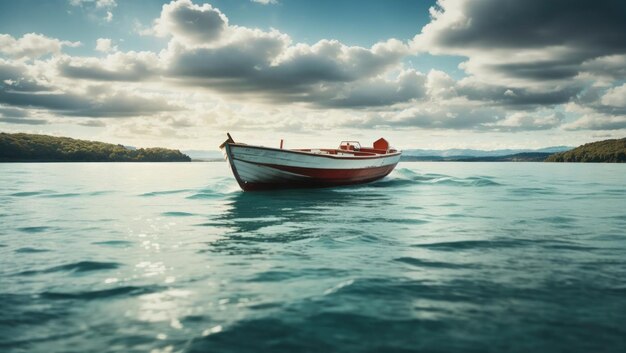 Serene Boat Afloat on Vast WatersSerene Boat Afloat on Vast Waters