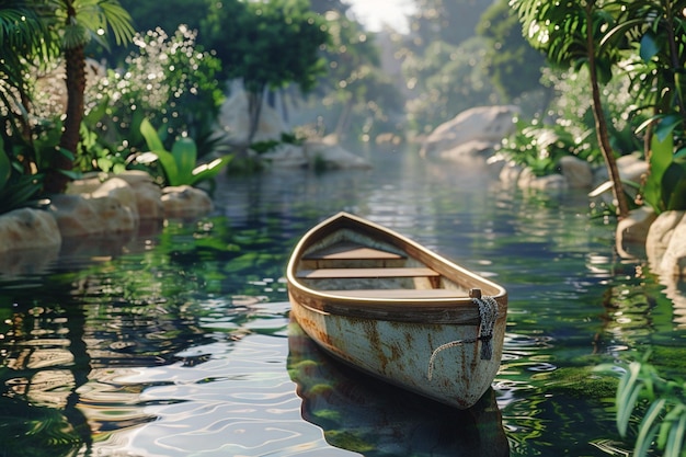 A serene boat ride down a lazy river