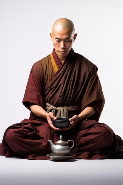 Photo serene buddhist monk ai generated