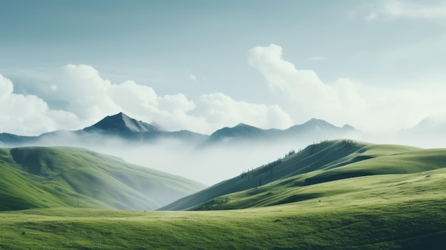 Serene And Calming Green Hills With Fog Hd Wallpapers