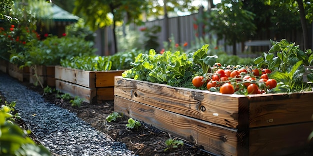 Photo serene charity garden providing produce to local food banks concept community garden food sustainability local charities donations hunger relief