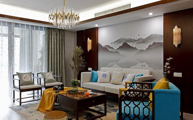 serene chinese living room