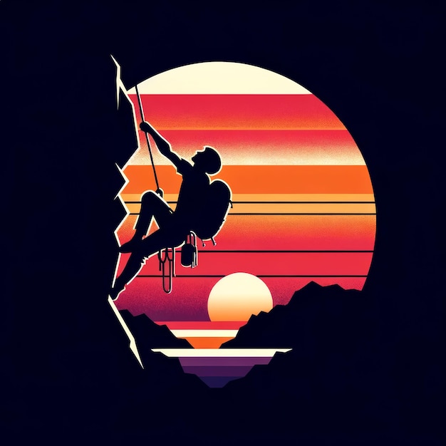Serene Climber Silhouette en Sunset Essence