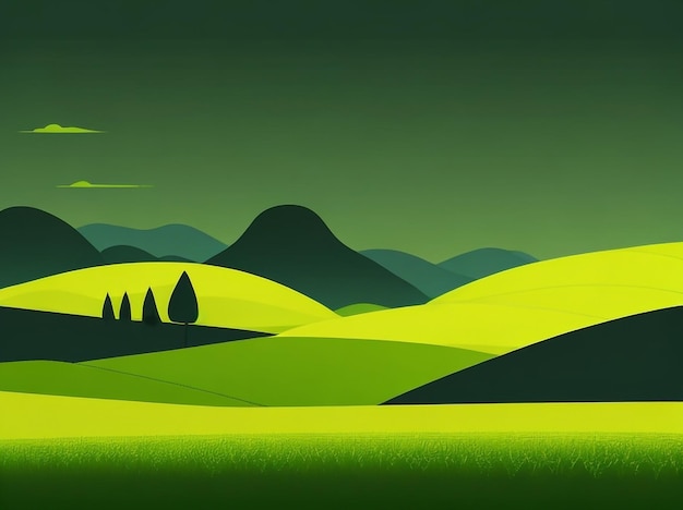 Serene Countryside Vector Illustratie van een prachtig landelijk landschap