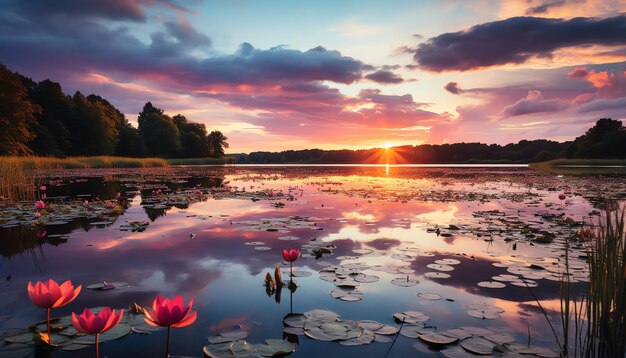 A Serene Dawn by the Lake