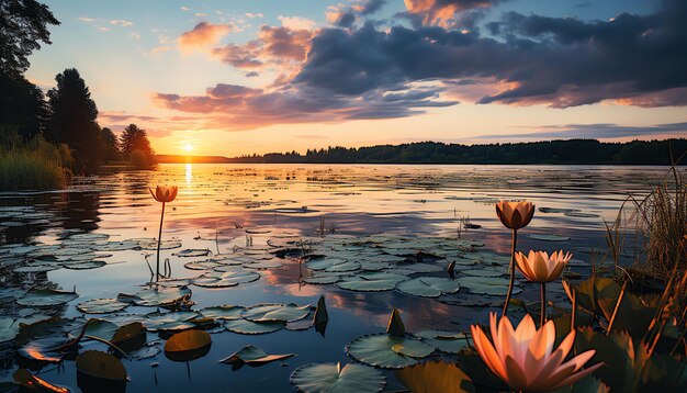 A Serene Dawn by the Lake