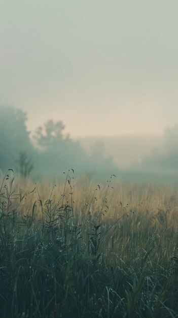 Serene Dawn Mist Over DewKissed Meadow