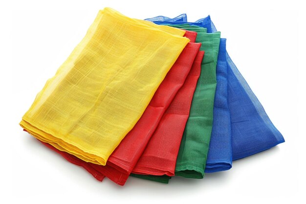 A serene display of colorful napkins isolated