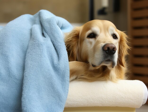 Serene dog enjoying a massage at a pet spa